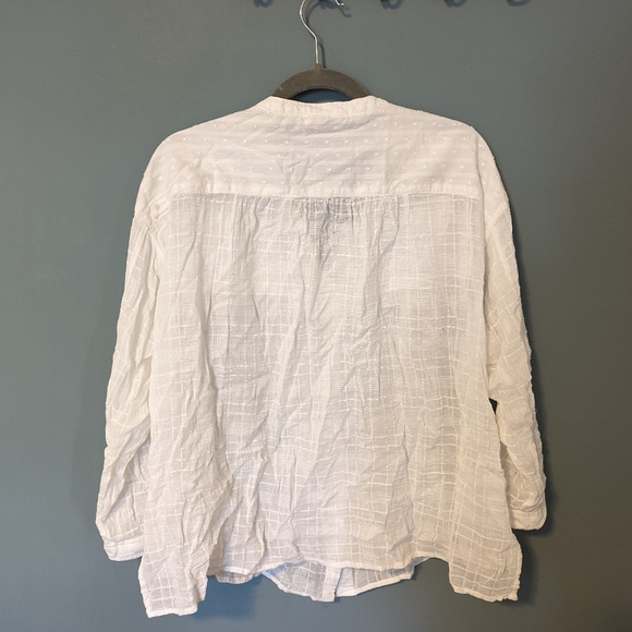 Anthropologie Mila Draped Buttondown, large white cotton - Picture 2 of 8